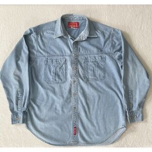 Vintage Marlboro Country Store Denim Shirt Mens Med Light Wash Grunge Y2k Cowboy